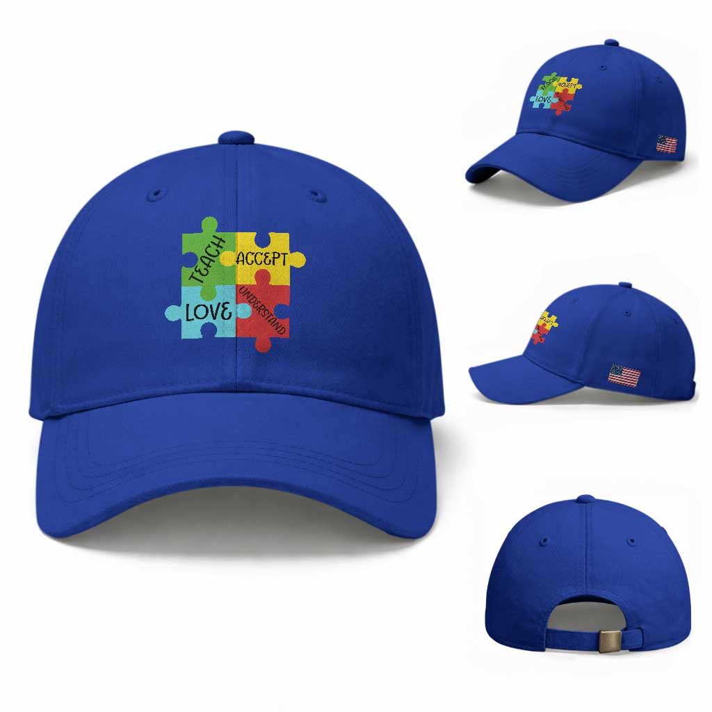 Special Ed Educator Autism Support Baseball Cap Teach Accept Understand Love TS12 Baseball Cap Universal Fit Royal Blue Print Your Wear