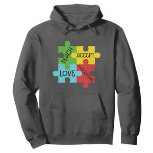 Special Ed Educator Autism Support Hoodie Teach Accept Understand Love TS12 Dark Heather Print Your Wear