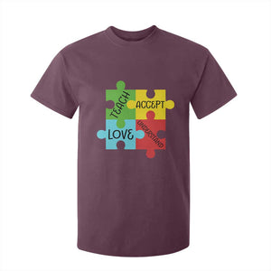Special Ed Educator Autism Support T Shirt For Kid Teach Accept Understand Love TS12 Maroon Print Your Wear
