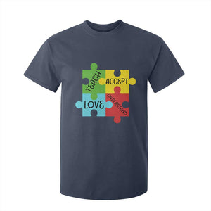 Special Ed Educator Autism Support T Shirt For Kid Teach Accept Understand Love TS12 Navy Print Your Wear