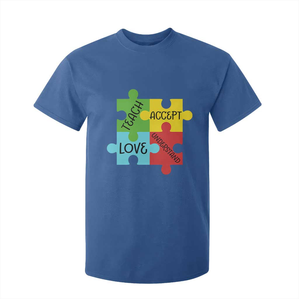 Special Ed Educator Autism Support T Shirt For Kid Teach Accept Understand Love TS12 Royal Blue Print Your Wear