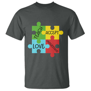 Special Ed Educator Autism Support T Shirt Teach Accept Understand Love TS12 Dark Heather Print Your Wear