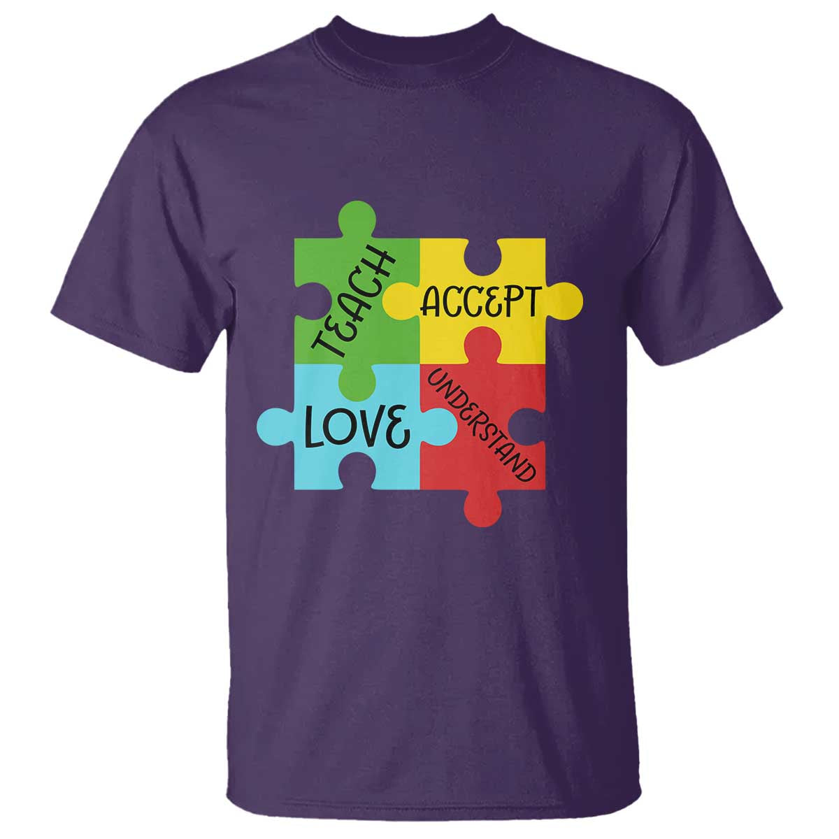 Special Ed Educator Autism Support T Shirt Teach Accept Understand Love TS12 Purple Print Your Wear