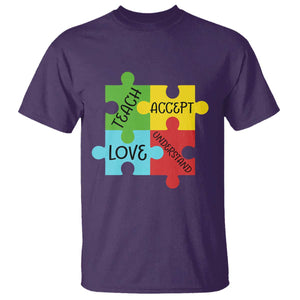 Special Ed Educator Autism Support T Shirt Teach Accept Understand Love TS12 Purple Print Your Wear