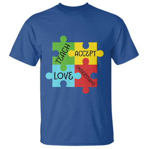 Special Ed Educator Autism Support T Shirt Teach Accept Understand Love TS12 Royal Blue Print Your Wear