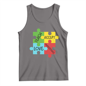 Special Ed Educator Autism Support Tank Top Teach Accept Understand Love TS12 Deep Heather Print Your Wear