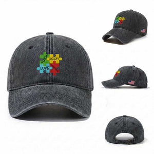 Special Ed Educator Autism Support Washed Cotton Baseball Cap Teach Accept Understand Love TS12 Washed Cap Universal Fit Dark Gray Print Your Wear