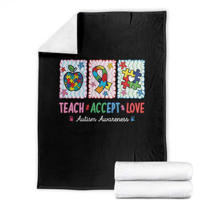 Autism Acceptance Support Throw Blanket Teach Accept Love TS12 Black Print Your Wear