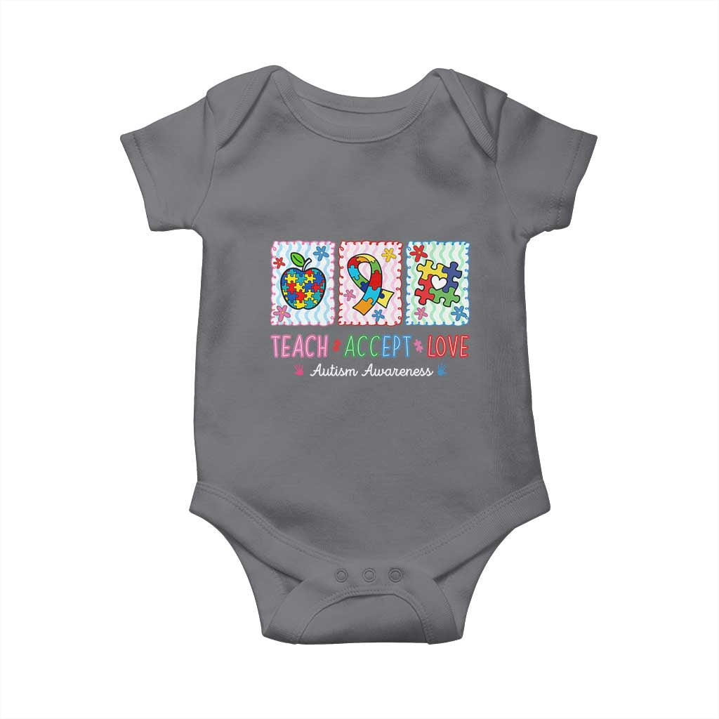 Autism Acceptance Support Baby Onesie Teach Accept Love TS12 Charcoal Print Your Wear