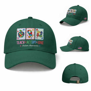 Autism Acceptance Support Baseball Cap Teach Accept Love TS12 Baseball Cap Universal Fit Irish Green Print Your Wear