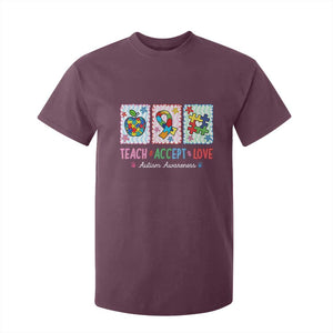 Autism Acceptance Support T Shirt For Kid Teach Accept Love TS12 Maroon Print Your Wear