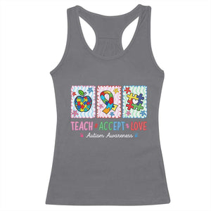 Autism Acceptance Support Racerback Tank Top Teach Accept Love TS12 Charcoal Print Your Wear