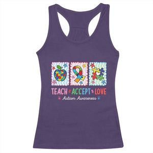 Autism Acceptance Support Racerback Tank Top Teach Accept Love TS12 Purple Print Your Wear