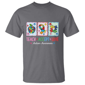 Autism Acceptance Support T Shirt Teach Accept Love TS12 Charcoal Print Your Wear