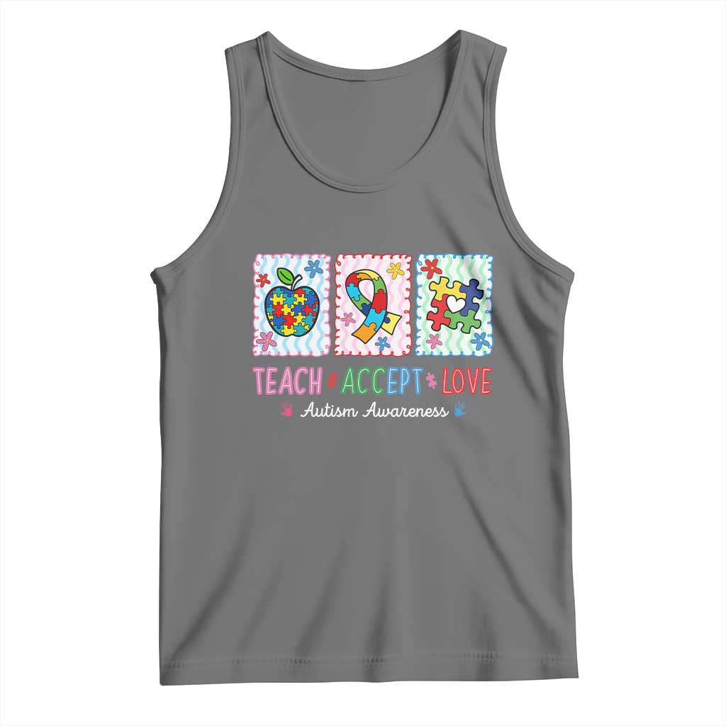 Autism Acceptance Support Tank Top Teach Accept Love TS12 Black Heather Print Your Wear