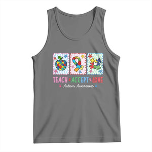 Autism Acceptance Support Tank Top Teach Accept Love TS12 Black Heather Print Your Wear