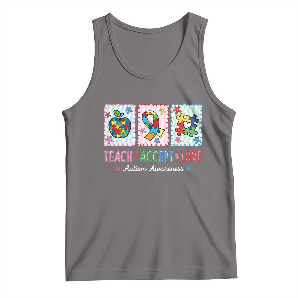Autism Acceptance Support Tank Top Teach Accept Love TS12 Deep Heather Print Your Wear