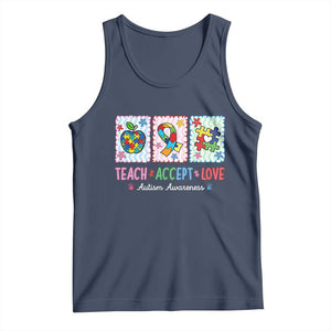 Autism Acceptance Support Tank Top Teach Accept Love TS12 Navy Print Your Wear