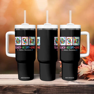 Autism Acceptance Support Tumbler With Handle Teach Accept Love TS12 Print Your Wear