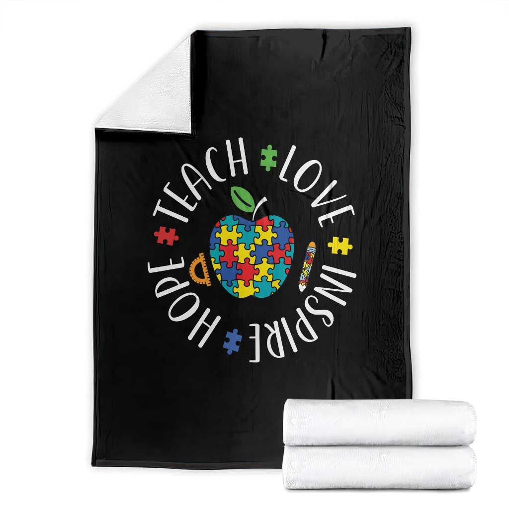 Autism Acceptance Teacher Throw Blanket Teach Love Hope Inspire TS12 Black Print Your Wear