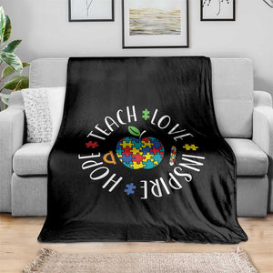 Autism Acceptance Teacher Throw Blanket Teach Love Hope Inspire TS12 Print Your Wear