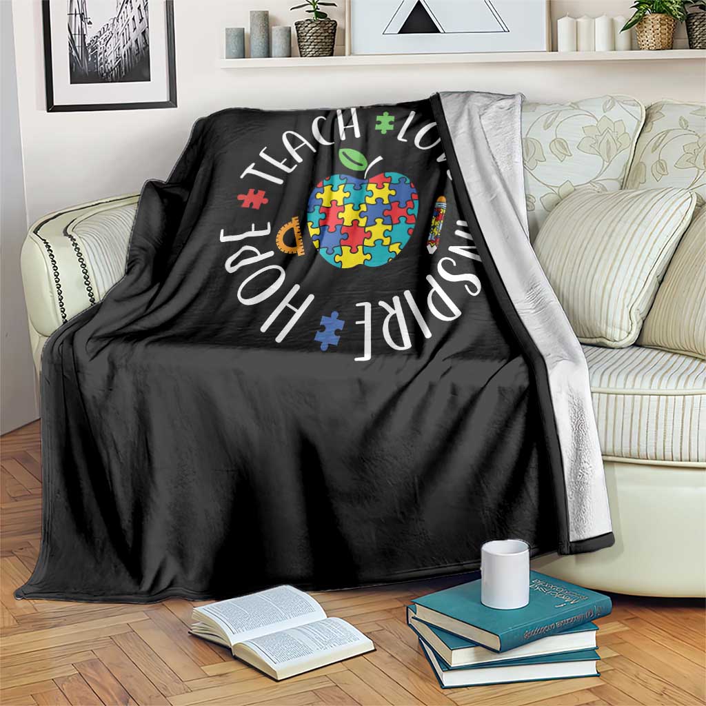 Autism Acceptance Teacher Throw Blanket Teach Love Hope Inspire TS12 Print Your Wear