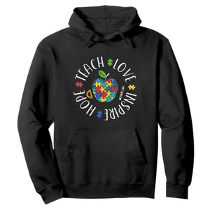 Autism Acceptance Teacher Hoodie Teach Love Hope Inspire TS12 Black Print Your Wear