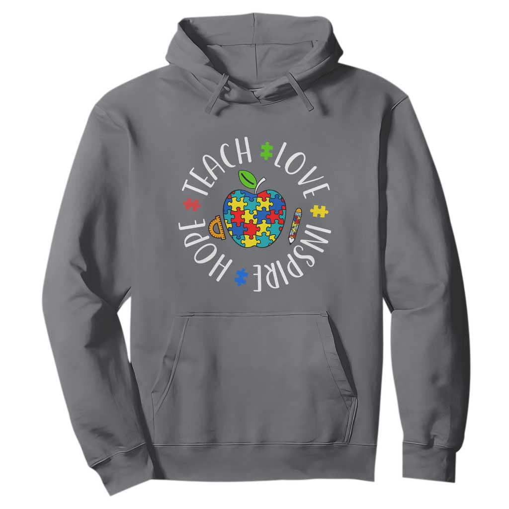 Autism Acceptance Teacher Hoodie Teach Love Hope Inspire TS12 Charcoal Print Your Wear