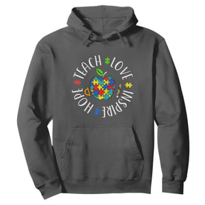 Autism Acceptance Teacher Hoodie Teach Love Hope Inspire TS12 Dark Heather Print Your Wear