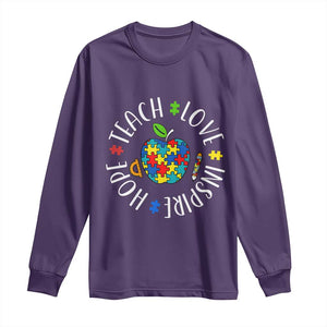 Autism Acceptance Teacher Long Sleeve Shirt Teach Love Hope Inspire TS12 Purple Print Your Wear