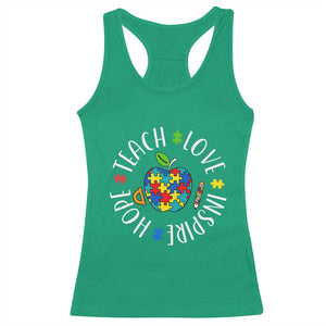 Autism Acceptance Teacher Racerback Tank Top Teach Love Hope Inspire TS12 Irish Green Print Your Wear
