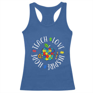 Autism Acceptance Teacher Racerback Tank Top Teach Love Hope Inspire TS12 Royal Blue Print Your Wear