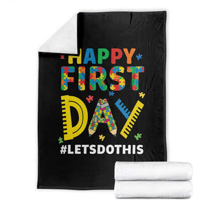 Autism Acceptance Back To School Educator Throw Blanket Happy First Day TS12 Black Print Your Wear