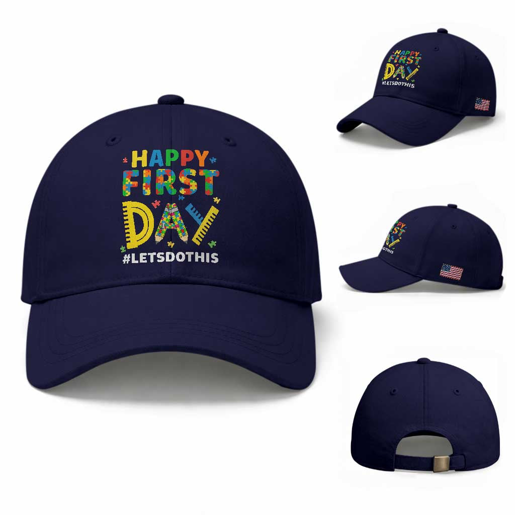 Autism Acceptance Back To School Educator Baseball Cap Happy First Day TS12 Baseball Cap Universal Fit Dark Blue Print Your Wear