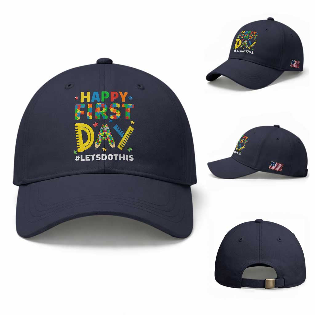 Autism Acceptance Back To School Educator Baseball Cap Happy First Day TS12 Baseball Cap Universal Fit Navy Print Your Wear