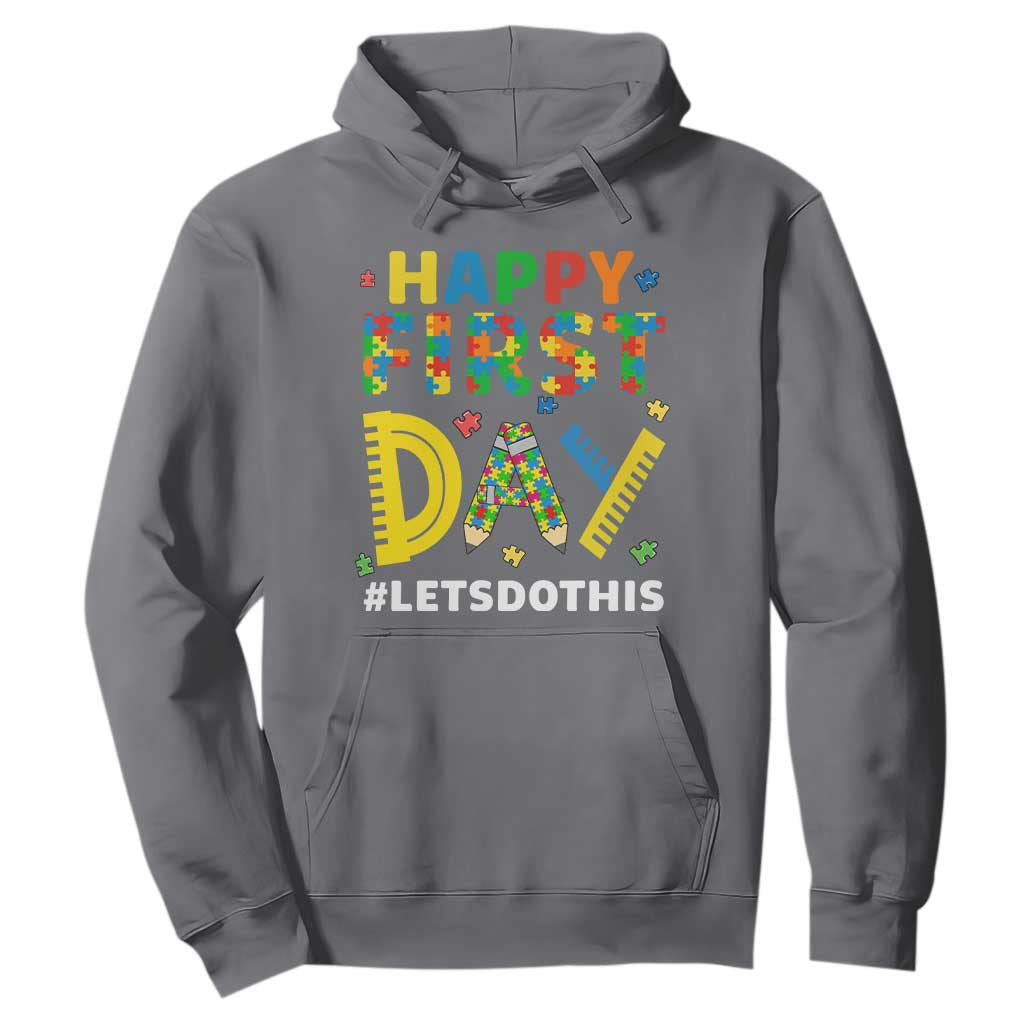 Autism Acceptance Back To School Educator Hoodie Happy First Day TS12 Charcoal Print Your Wear