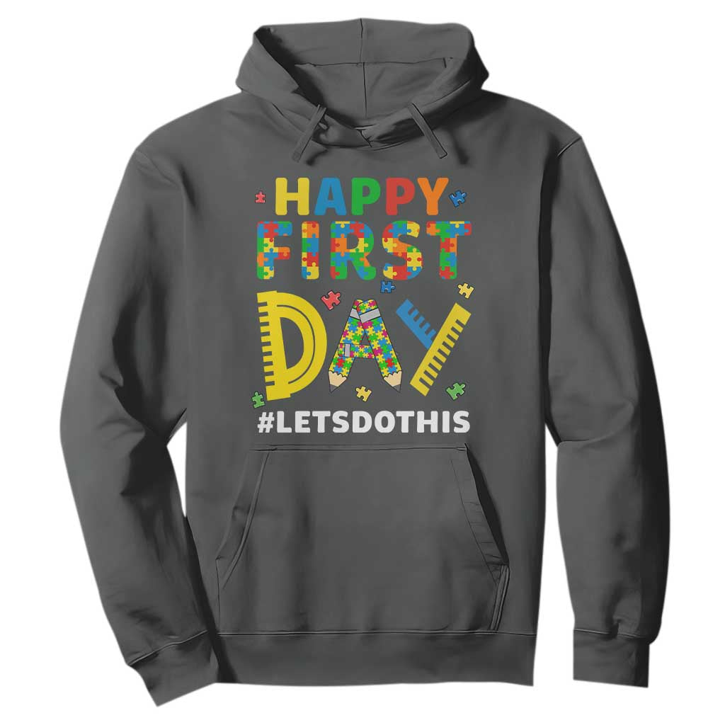 Autism Acceptance Back To School Educator Hoodie Happy First Day TS12 Dark Heather Print Your Wear