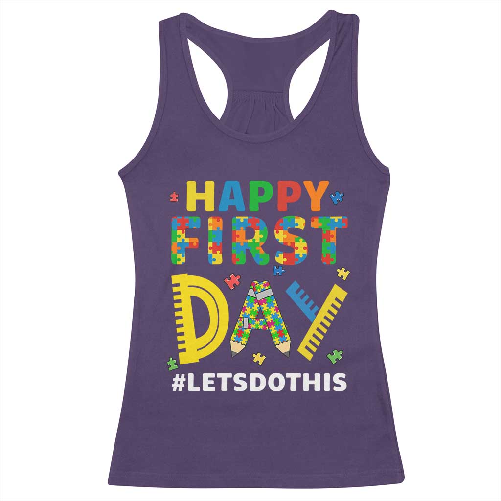 Autism Acceptance Back To School Educator Racerback Tank Top Happy First Day TS12 Purple Print Your Wear