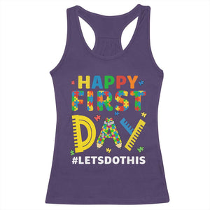 Autism Acceptance Back To School Educator Racerback Tank Top Happy First Day TS12 Purple Print Your Wear