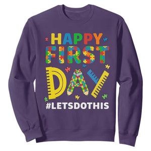 Autism Acceptance Back To School Educator Sweatshirt Happy First Day TS12 Purple Print Your Wear