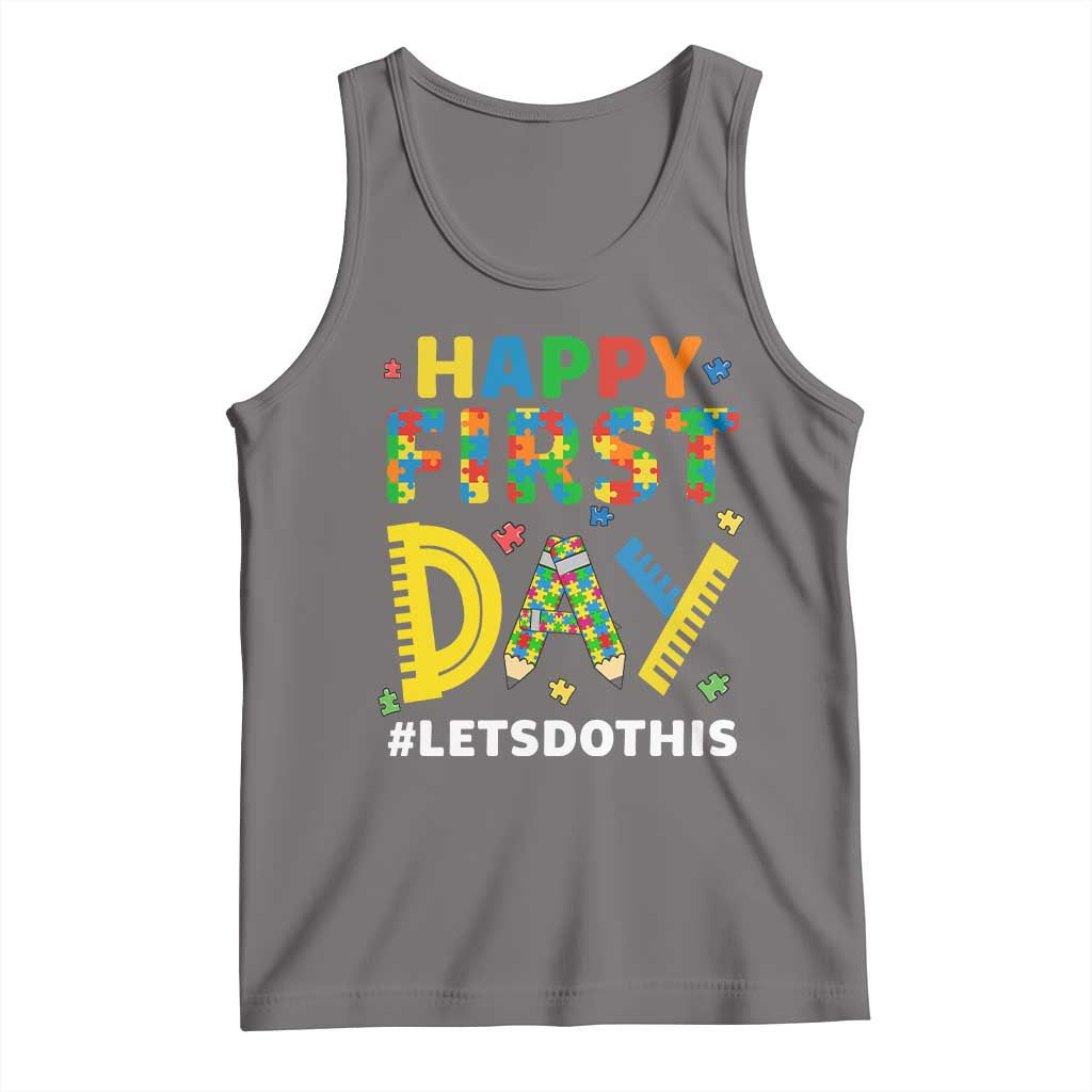 Autism Acceptance Back To School Educator Tank Top Happy First Day TS12 Deep Heather Print Your Wear