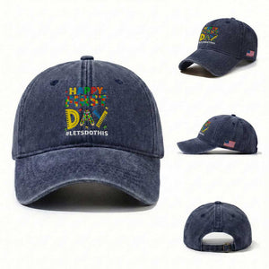 Autism Acceptance Back To School Educator Washed Cotton Baseball Cap Happy First Day TS12 Washed Cap Universal Fit Navy Print Your Wear