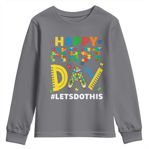 Autism Acceptance Back To School Educator Youth Sweatshirt Happy First Day TS12 Charcoal Print Your Wear