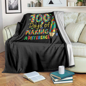 Proud Autism Teacher 100 Days Of School Throw Blanket Making A Difference TS12 Print Your Wear