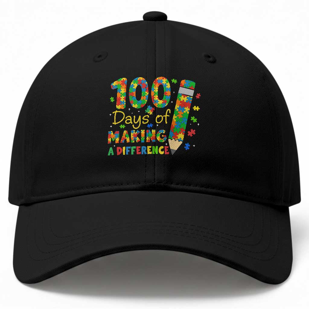 Proud Autism Teacher 100 Days Of School Baseball Cap Making A Difference TS12 Print Your Wear