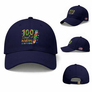 Proud Autism Teacher 100 Days Of School Baseball Cap Making A Difference TS12 Baseball Cap Universal Fit Dark Blue Print Your Wear
