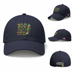 Proud Autism Teacher 100 Days Of School Baseball Cap Making A Difference TS12 Baseball Cap Universal Fit Navy Print Your Wear