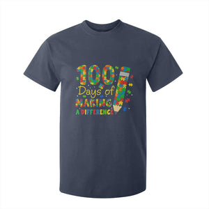 Proud Autism Teacher 100 Days Of School T Shirt For Kid Making A Difference TS12 Navy Print Your Wear