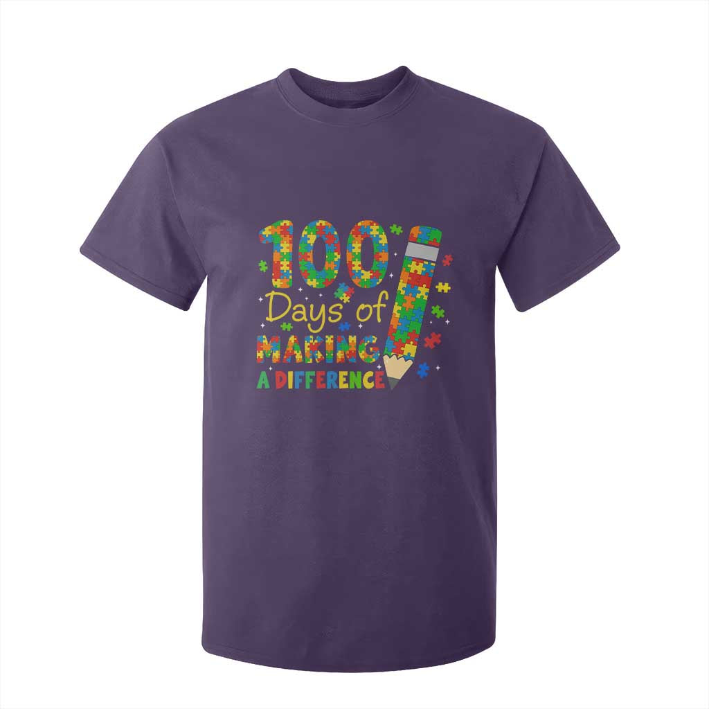 Proud Autism Teacher 100 Days Of School T Shirt For Kid Making A Difference TS12 Purple Print Your Wear