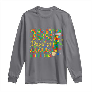 Proud Autism Teacher 100 Days Of School Long Sleeve Shirt Making A Difference TS12 Charcoal Print Your Wear
